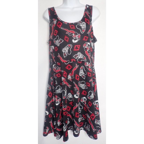 Harley Quinn Jumper Style‎ Dress Black Sleeveless Women size M Novelty Fun - Picture 1 of 4